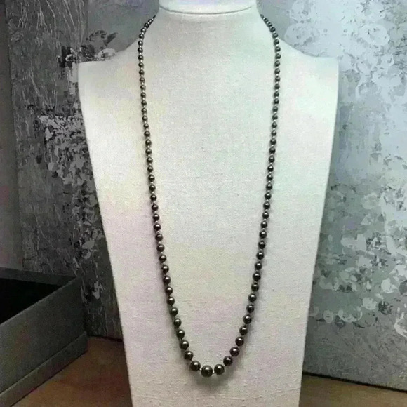Vintage Jewelry - Vintage Marvella Black Glass Beaded Necklace with Gold